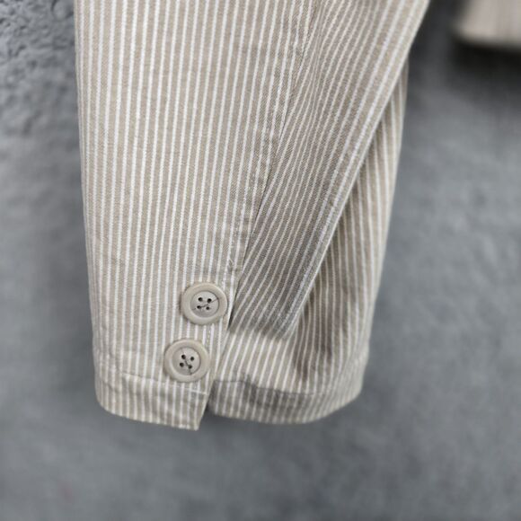 INC International Concepts Jacket Blazer Women L Tan White Stripe Casual Stretch - Picture 8 of 16